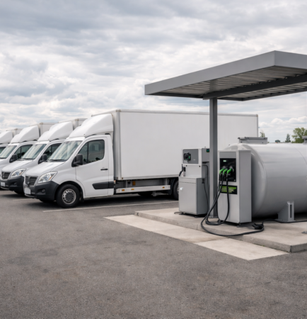 Zásobní nádrž čerpací stanice a flotila — závoz HVO100 obnovitelné nafty pro firemní logistiku