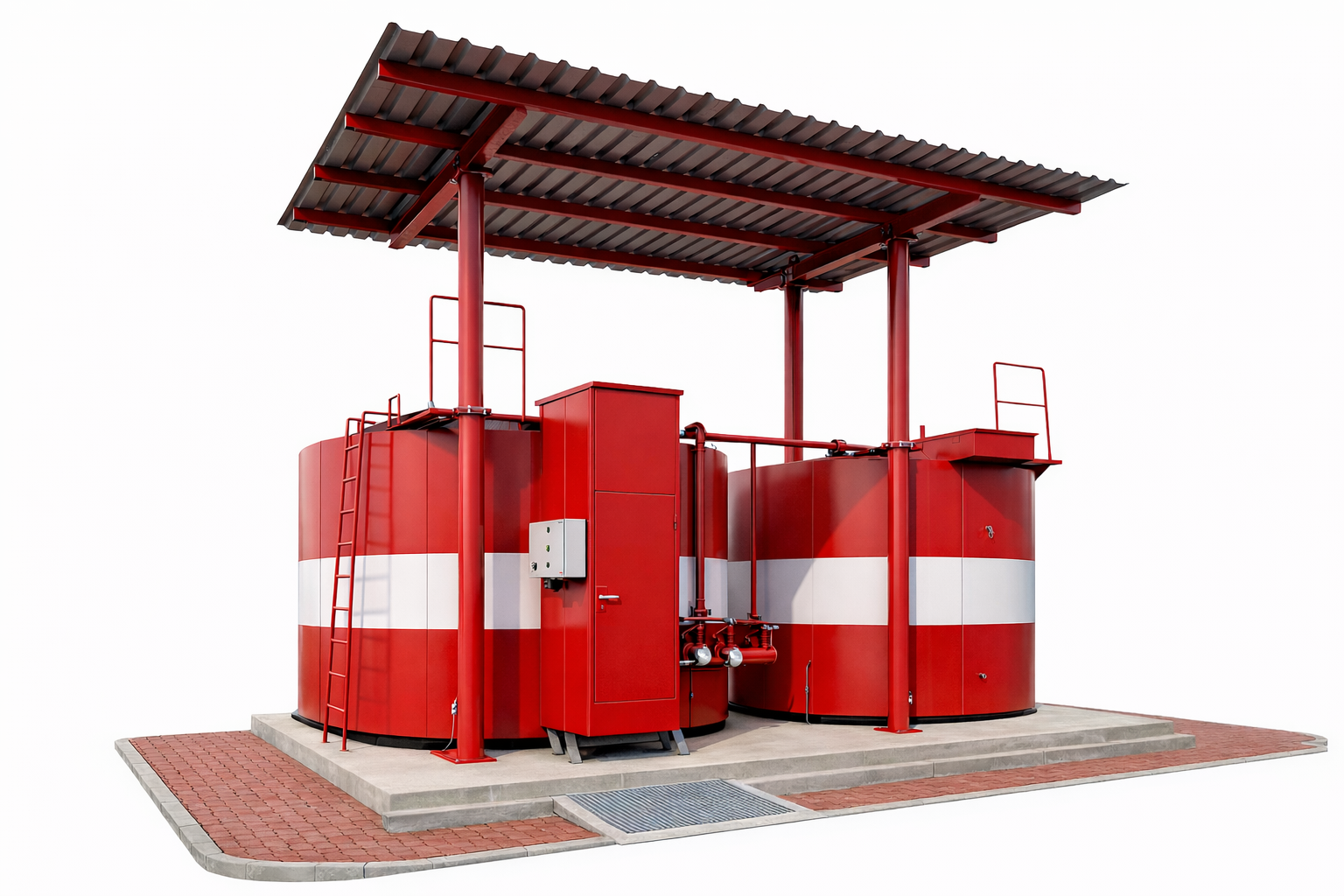 Moderní firemní čerpací stanice s výdejním stojanem a zásobní nádrží — FuelingBest