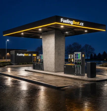 Bezobslužná čerpací stanice FuelingBest v noci